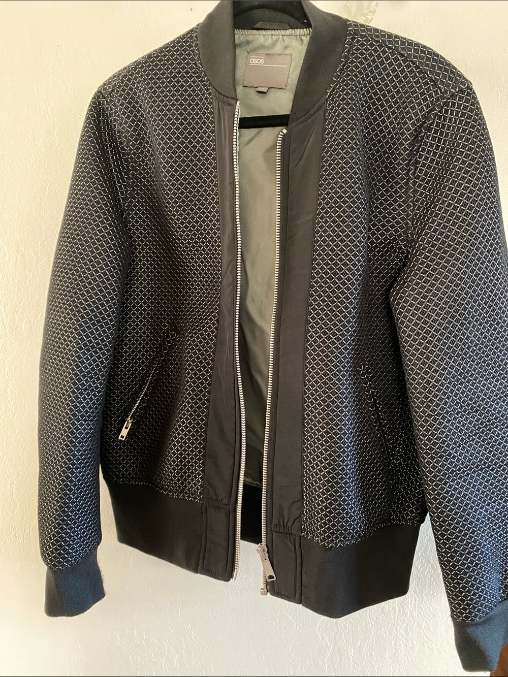 ASOS Black Quilted Pattern Bomber Jacket